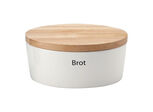Brottopf weiß, Keramik mit Holzdeckel  30x20x13,5 cm