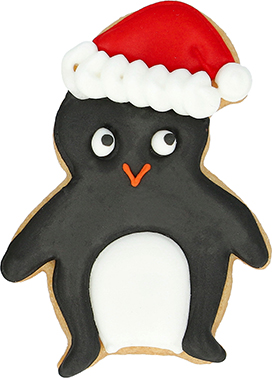 Weihnachts-Pinguin Ausstecher mit Innenpr&auml;gung 7,5 cm