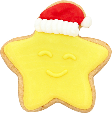 Weihnachtsstern mit Mütze Ausstecher 6,5 cm Ø