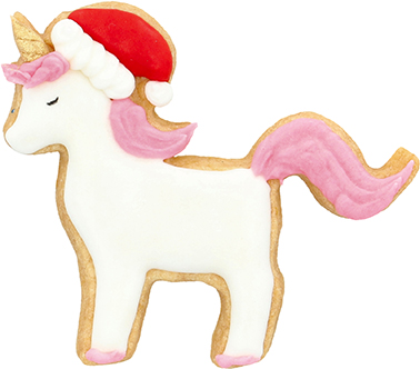 Weihnachts-Einhorn Ausstecher mit Innenpr&auml;gung 7 cm
