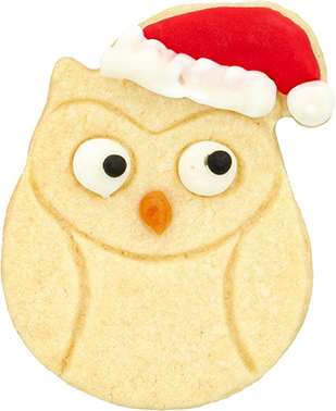 Weihnachts-Eule Ausstecher mit Innenpr&auml;gung 6,5 cm