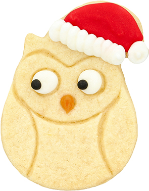 Weihnachts-Eule Ausstecher mit Innenpr&auml;gung 6,5 cm