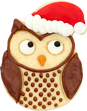 Weihnachts-Eule Ausstecher mit Innenpr&auml;gung 6,5 cm