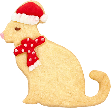 Weihnachts-Katze Ausstecher mit Innenpr&auml;gung 6,5 cm