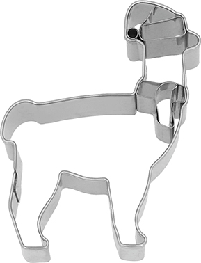 Weihnachts-Lama Ausstecher mit Innenpr&auml;gung 7,5 cm
