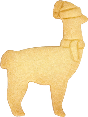 Weihnachts-Lama Ausstecher mit Innenpr&auml;gung 7,5 cm