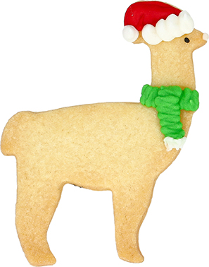 Weihnachts-Lama Ausstecher mit Innenpr&auml;gung 7,5 cm