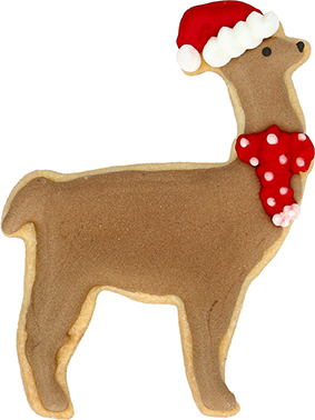 Weihnachts-Lama Ausstecher mit Innenpr&auml;gung 7,5 cm