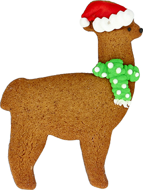 Weihnachts-Lama Ausstecher mit Innenpr&auml;gung 7,5 cm