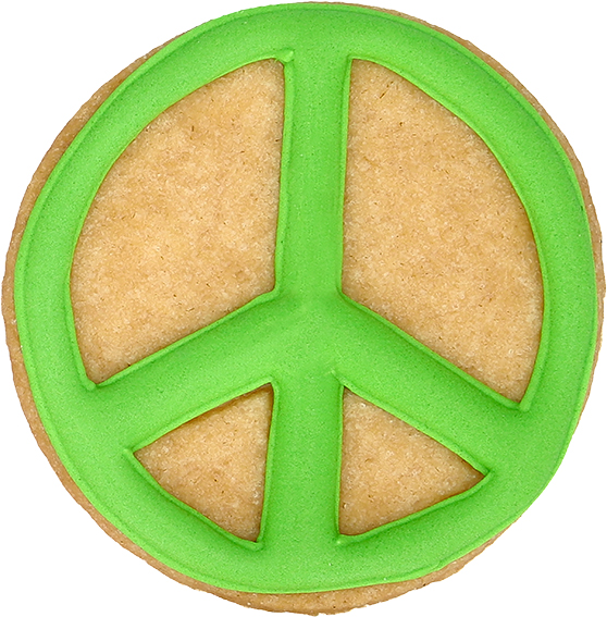 Peace Zeichen Ausstecher mit Innenpr&auml;gung 6 cm