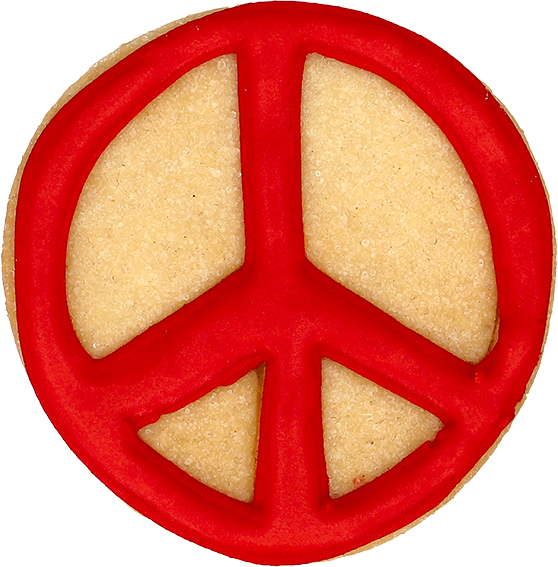 Peace Zeichen Ausstecher mit Innenpr&auml;gung 6 cm