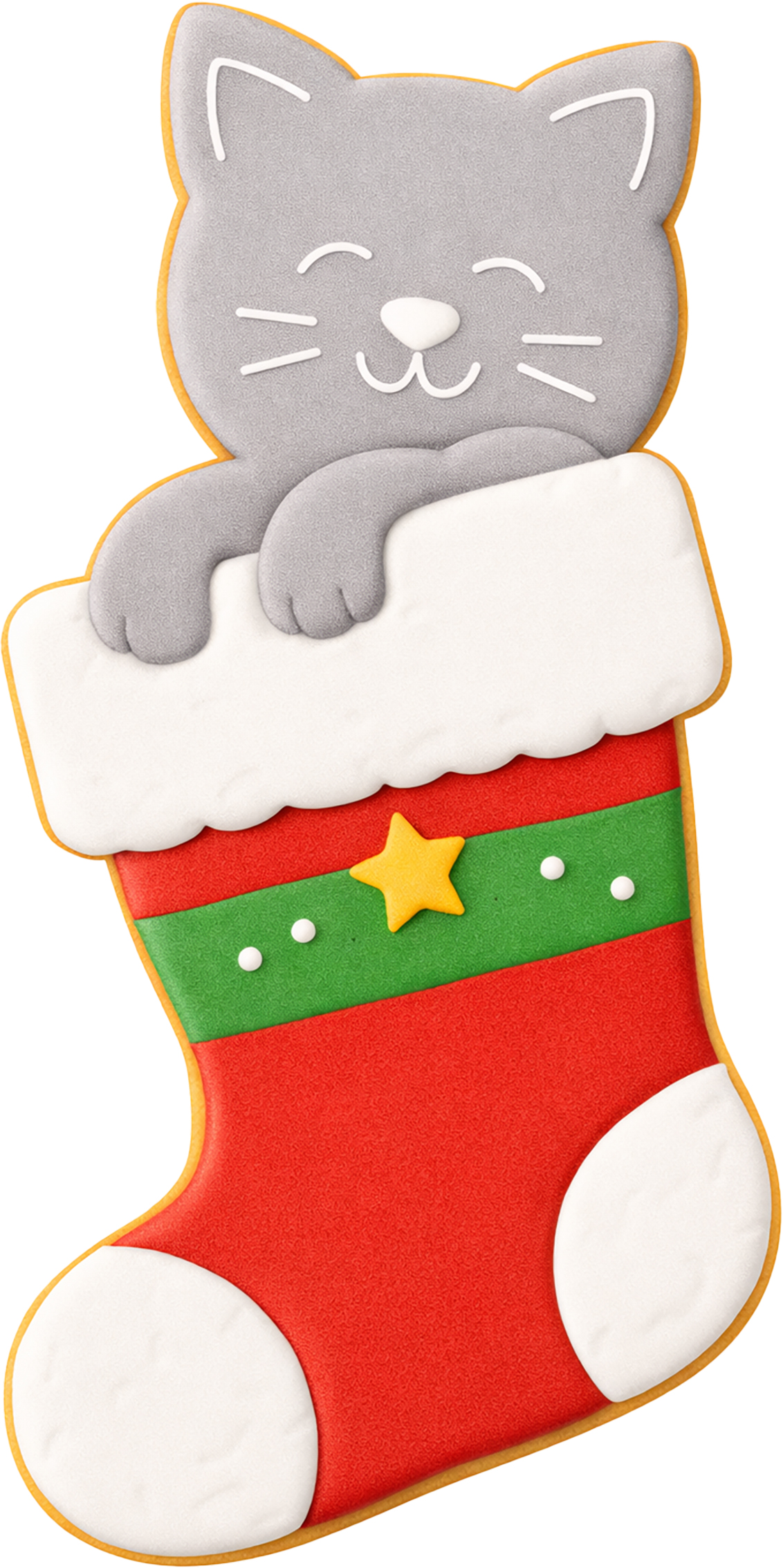 Katze in Weihnachtsstrumpf Ausstecher mit Innenpr&auml;gung 7 cm