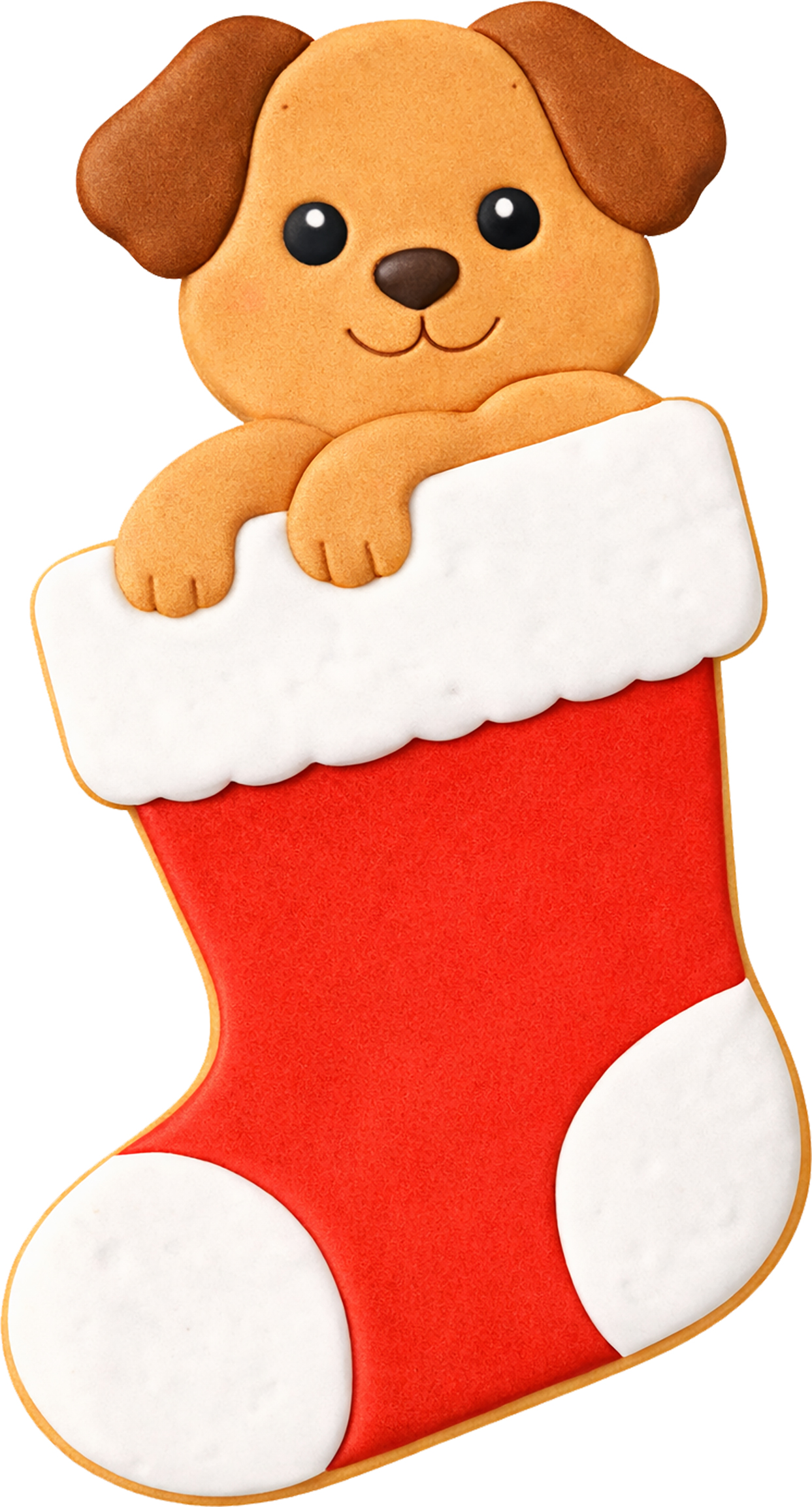 Hund in Weihnachtsstrumpf Ausstecher mit Innenpr&auml;gung 7 cm