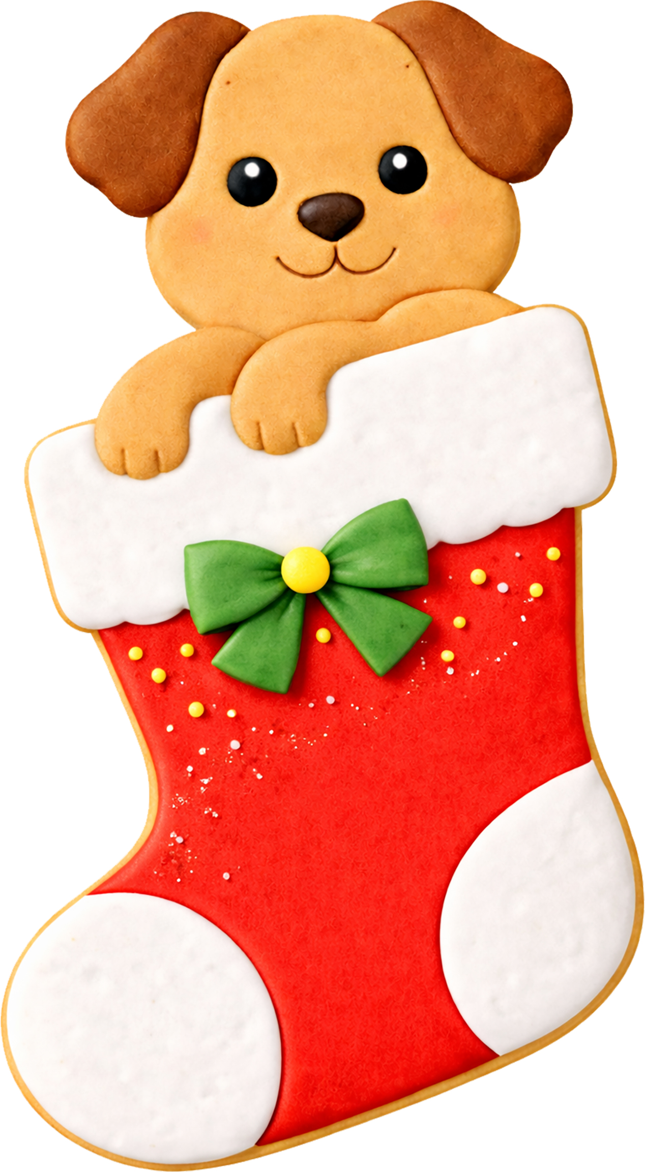 Hund in Weihnachtsstrumpf Ausstecher mit Innenpr&auml;gung 7 cm