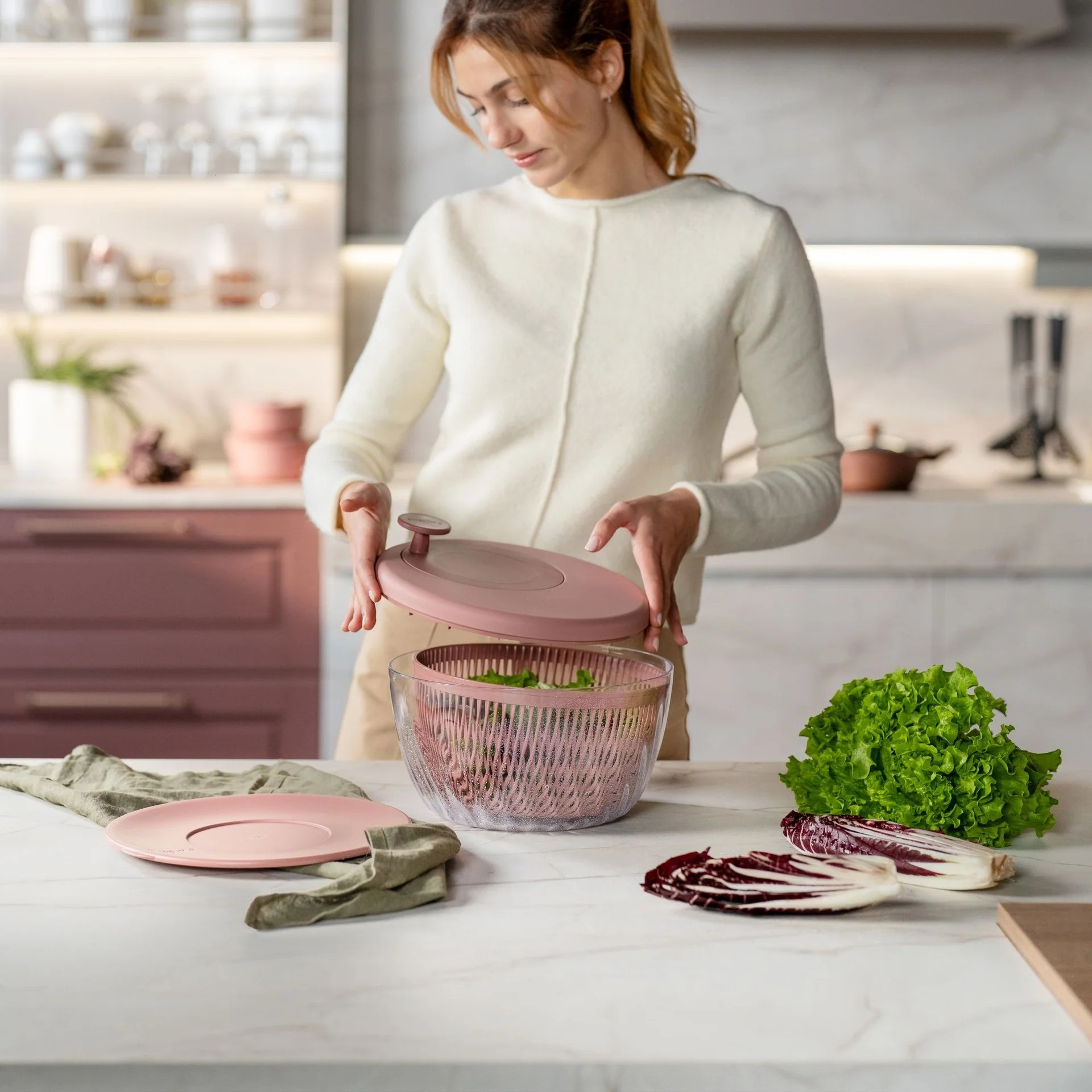 Salatschleuder SPIN & STORE Malve
