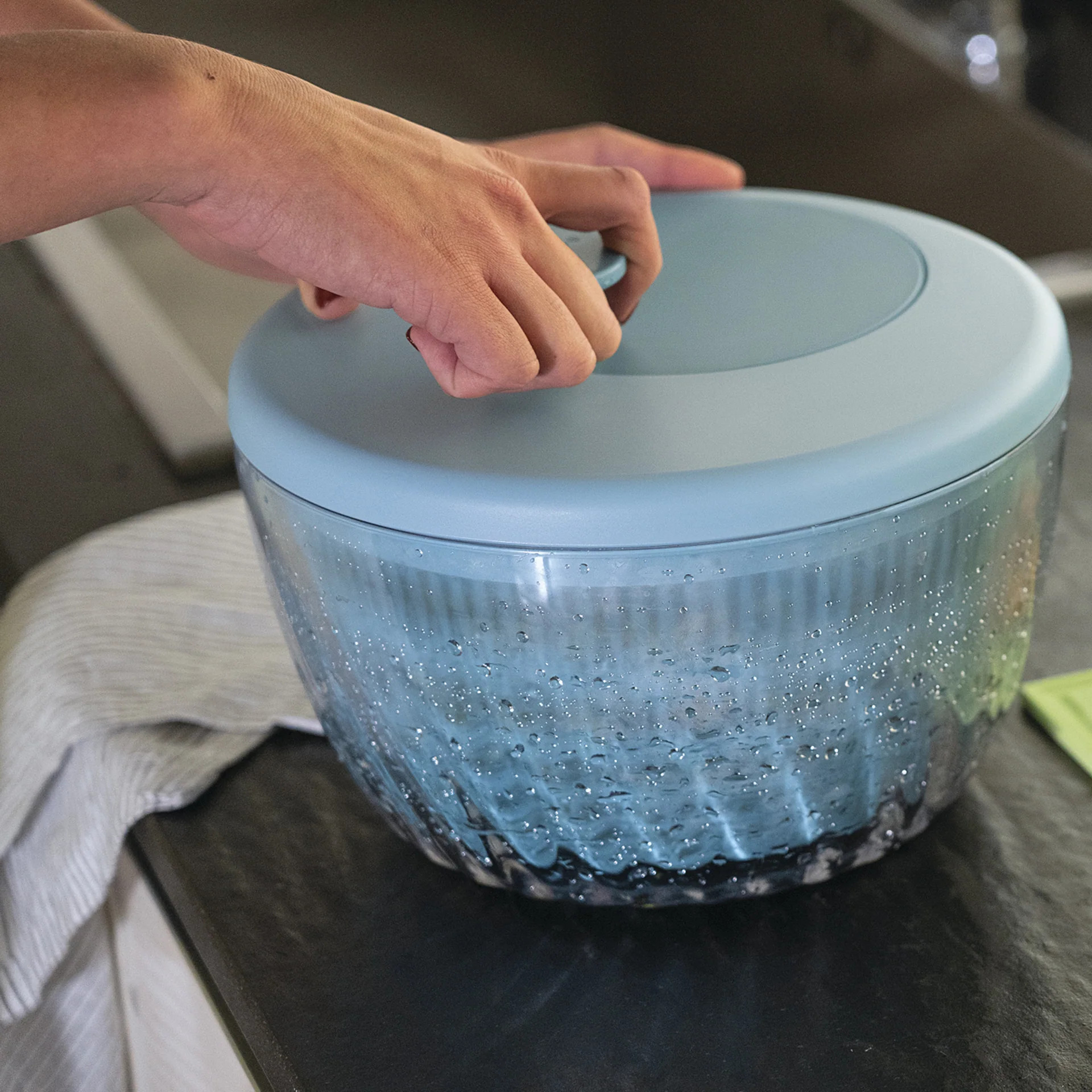 Salatschleuder SPIN & STORE blau