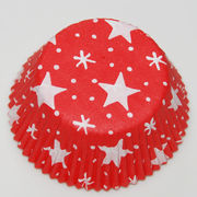 Muffin-Papierbackform Sterne rot/weiß, Standardgröße