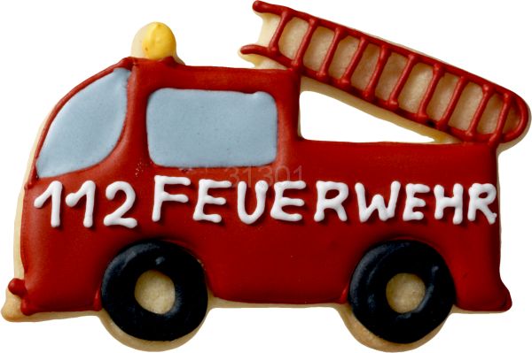 Feuerwehrauto 9 cm Ausstecher mit Innenprägung Edelstahl