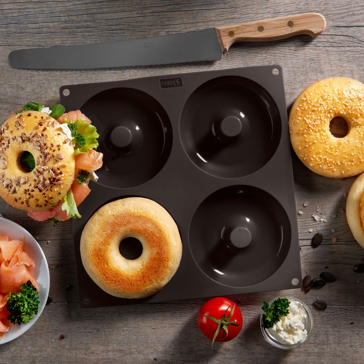 Silikonform Bagel 4-fach