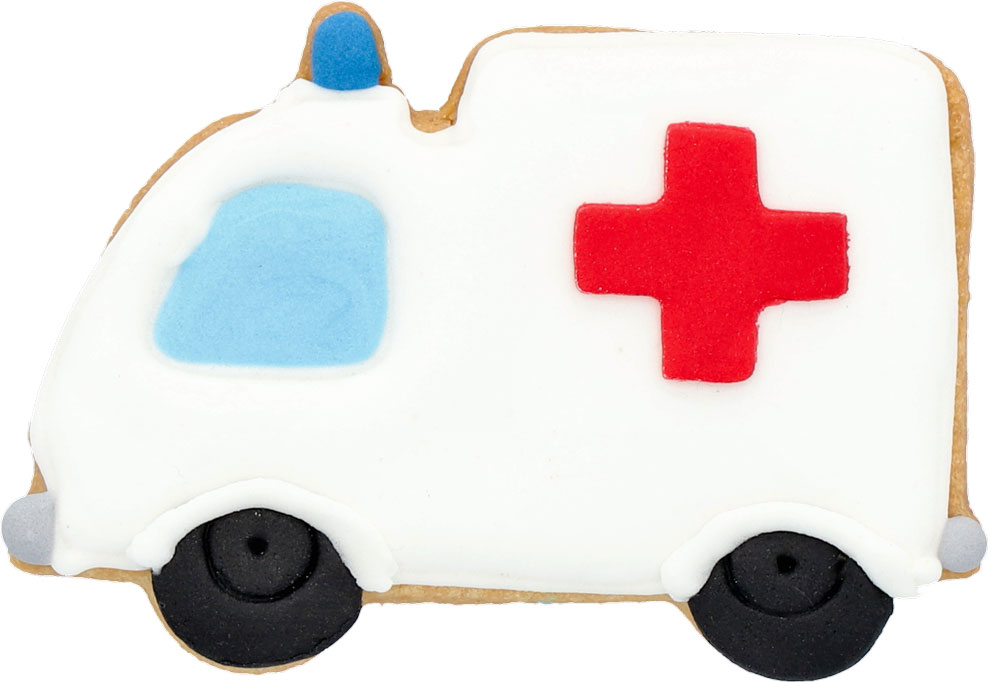 Krankenwagen Ausstecher mit Innenpr&auml;gung 8 cm