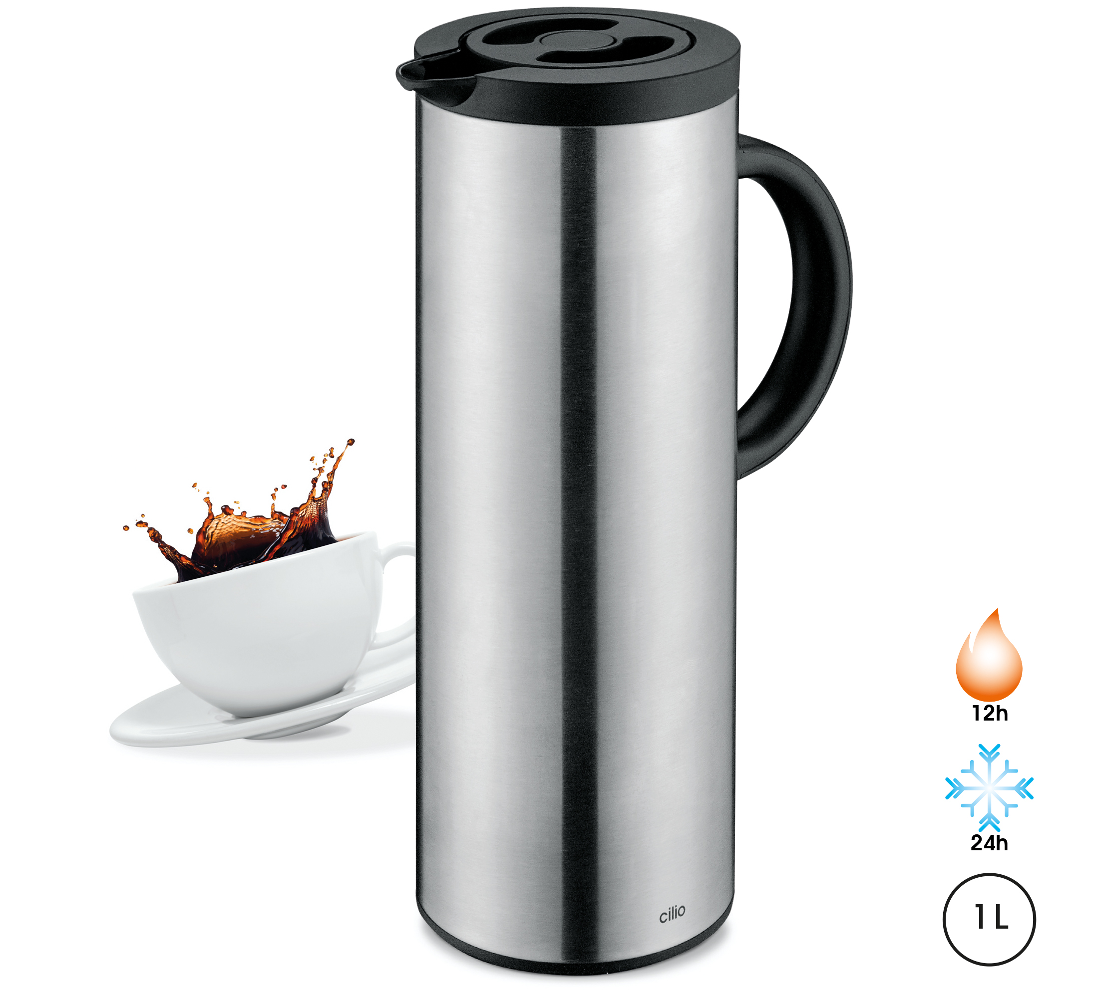 Isolierkanne Firenze 1 Liter Edelstahl matt