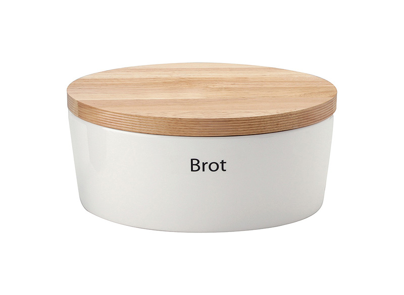Brottopf weiß, Keramik mit Holzdeckel  30x20x13,5 cm