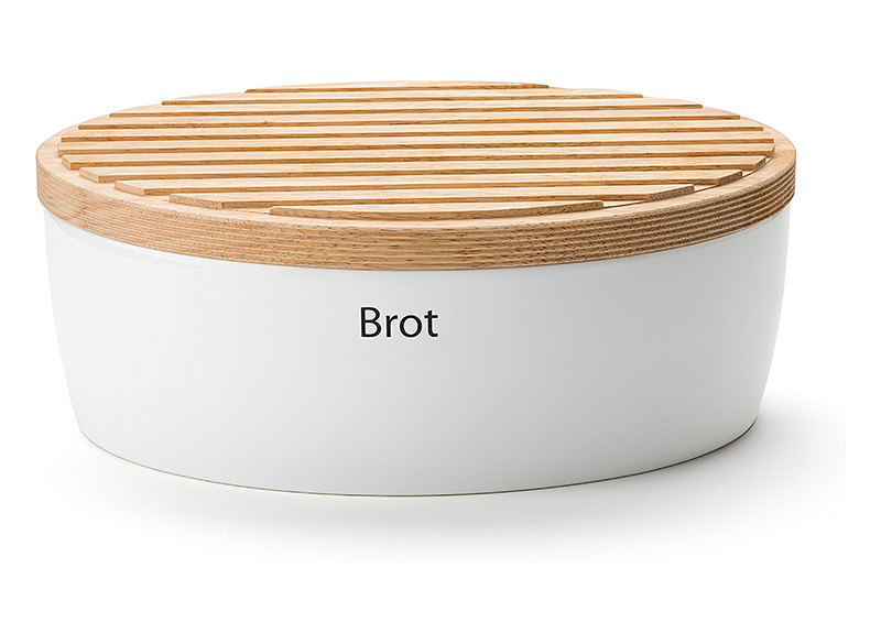 Brottopf weiß Keramik mit Holzdeckel 36x23x13,5 cm